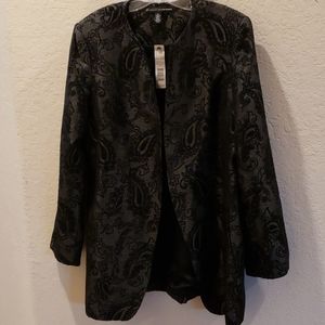 Ellen Tracy Velvet Paisley Coat w/Sash